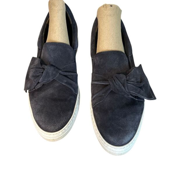 Paul Green Blue Velvet Suede Leather Side Bow Sneakers 8 - Picture 1 of 10